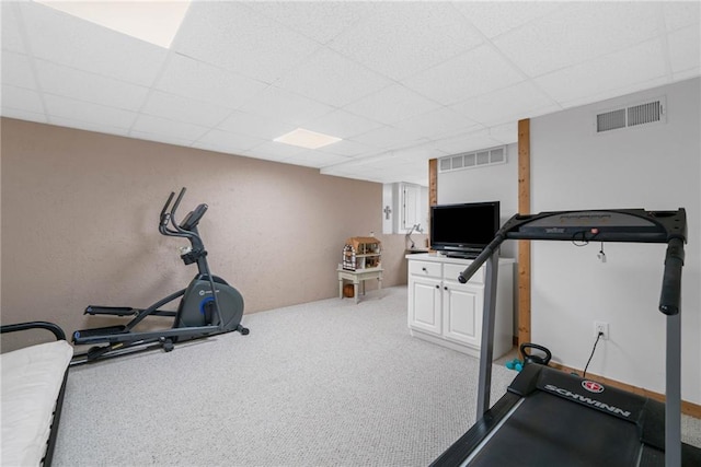 3012 Cypress Cv, Ball Ground, GA 30107 - workout room with carpet floors and a drop ceiling