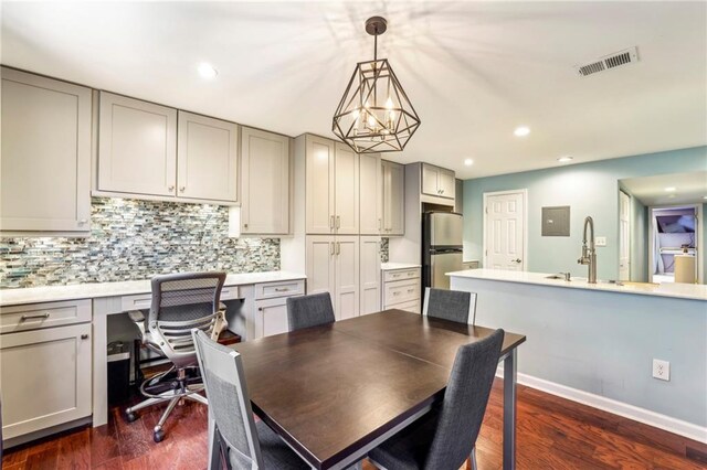 64 Devon Ln, Avondale Estates, GA 30002 - dining area with dark wood-type flooring, recessed lighting, baseboards, and an office area