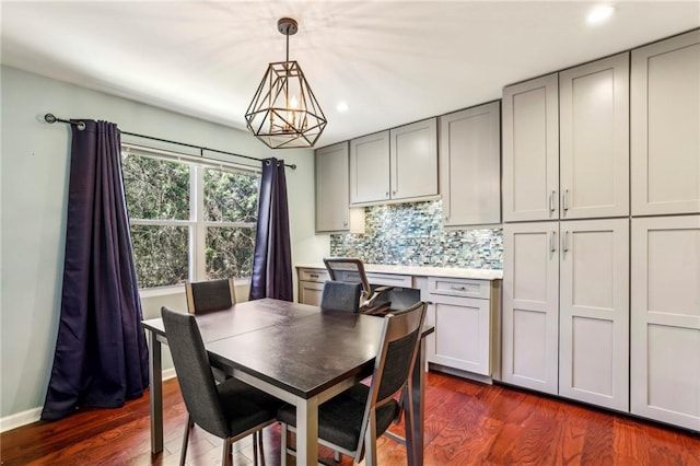 64 Devon Ln, Avondale Estates, GA 30002 - dining space with dark wood-style flooring, recessed lighting, and a chandelier