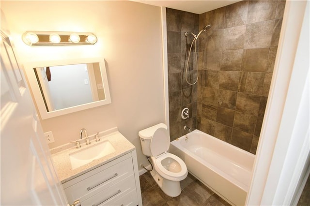 537 Eastside Dr, Dacula, GA 30019 - full bath with toilet, vanity, shower / washtub combination, and tile patterned flooring
