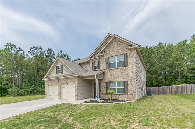 446 Vandenburg Dr, Villa Rica, GA 30180 - craftsman-style house featuring brick siding, concrete driveway, and cooling unit
