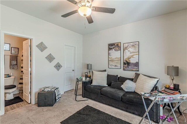 446 Vandenburg Dr, Villa Rica, GA 30180 - carpeted living room with ceiling fan