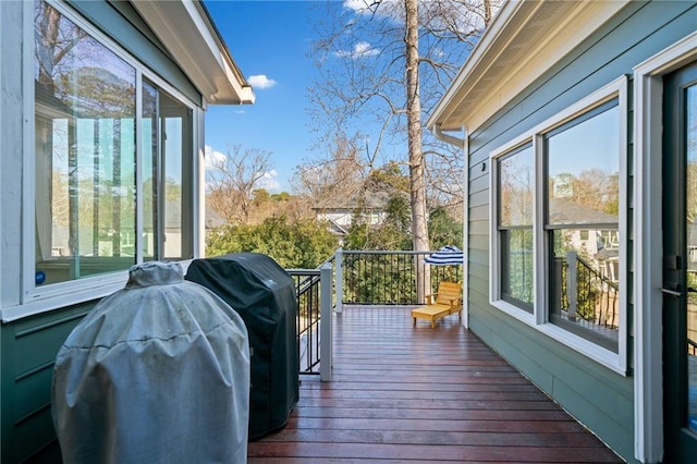 deck featuring area for grilling