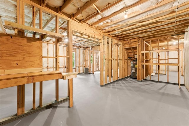 basement featuring water heater