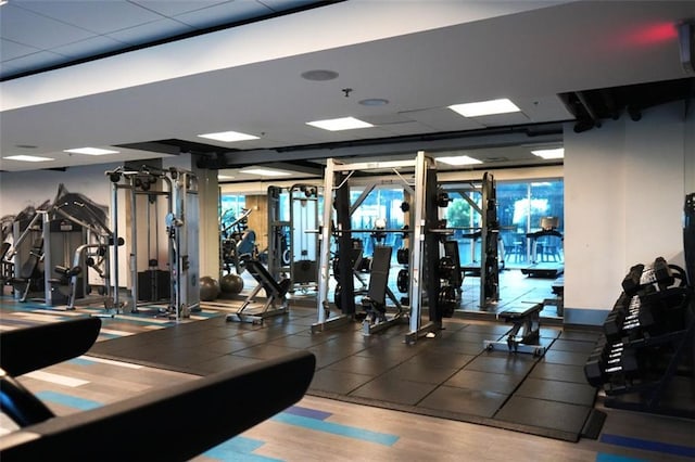 400 W Peachtree St NW Unit 3412, Atlanta, GA 30308 - workout area featuring wood finished floors