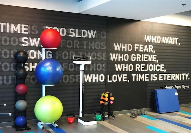 400 W Peachtree St NW Unit 3412, Atlanta, GA 30308 - workout area featuring wood finished floors
