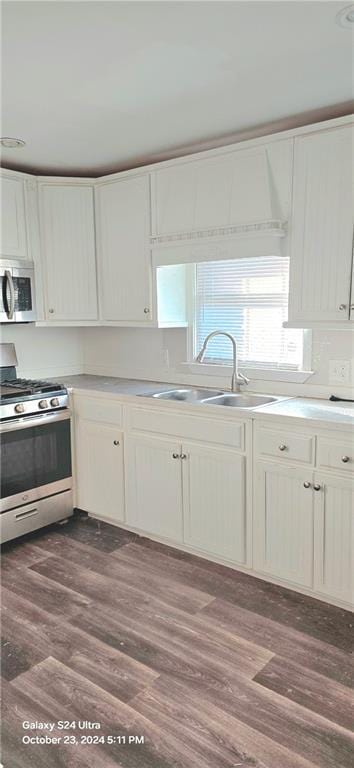 kitchen featuring appliances with stainless steel finishes, sink, and dark hardwood / wood-style floors