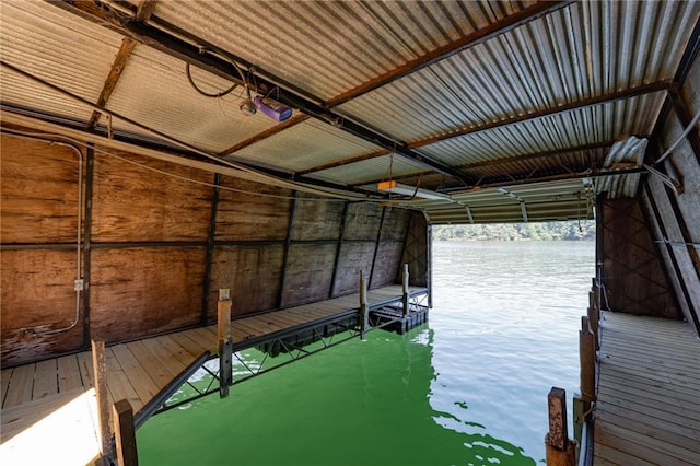 dock area with a water view