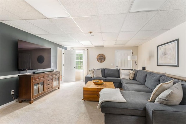 3157 Sawyer Ct NE, Marietta, GA 30066 - living room with baseboards, light colored carpet, and a drop ceiling
