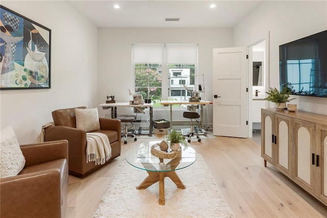 living area featuring light hardwood / wood-style floors