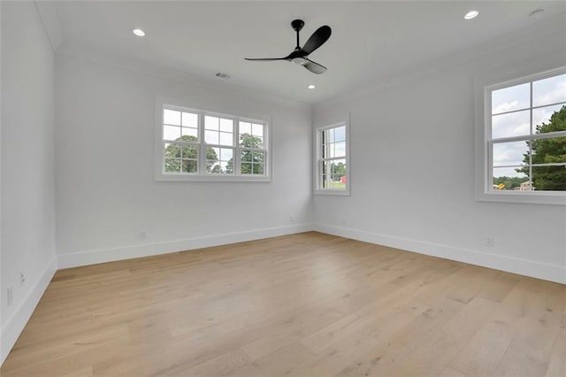 3893 Indian Shoals Rd, Dacula, GA 30019 - unfurnished room with healthy amount of natural light, light wood-style floors, ceiling fan, recessed lighting, and ornamental molding