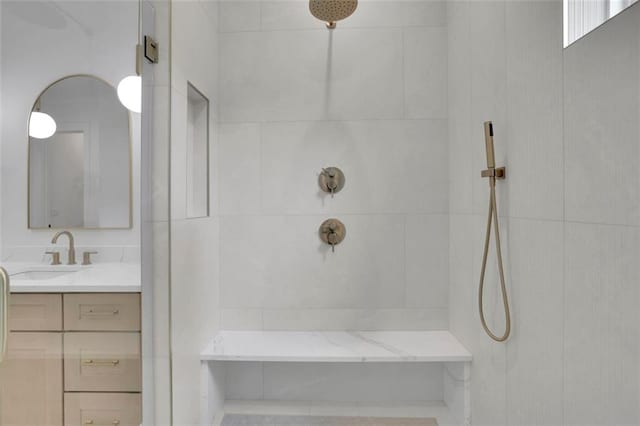 3893 Indian Shoals Rd, Dacula, GA 30019 - full bathroom featuring a tile shower and vanity