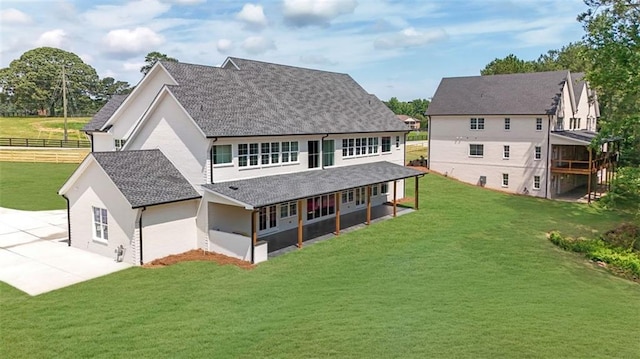 3893 Indian Shoals Rd, Dacula, GA 30019 - rear view of house featuring a patio, concrete driveway, roof with shingles, and stucco siding