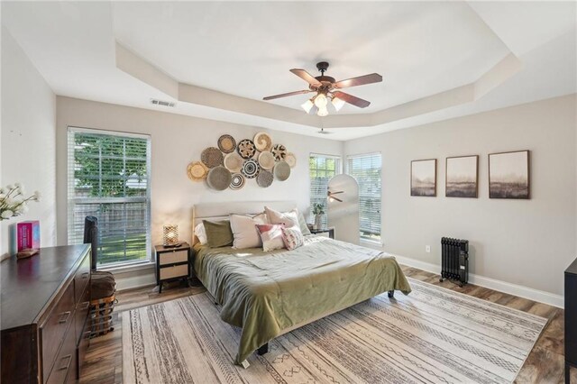 45 Peregrine Ln S, Dawsonville, GA 30534 - bedroom with baseboards, visible vents, dark wood-style floors, and a raised ceiling