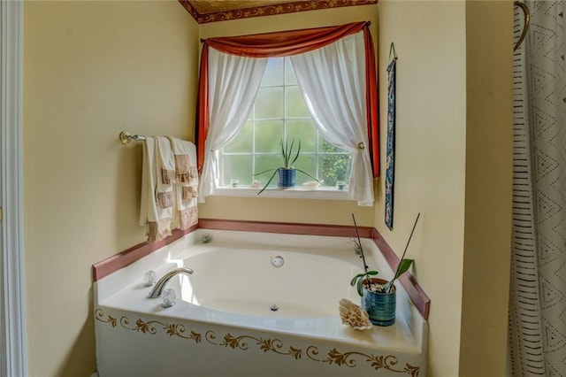 full bath with a garden tub