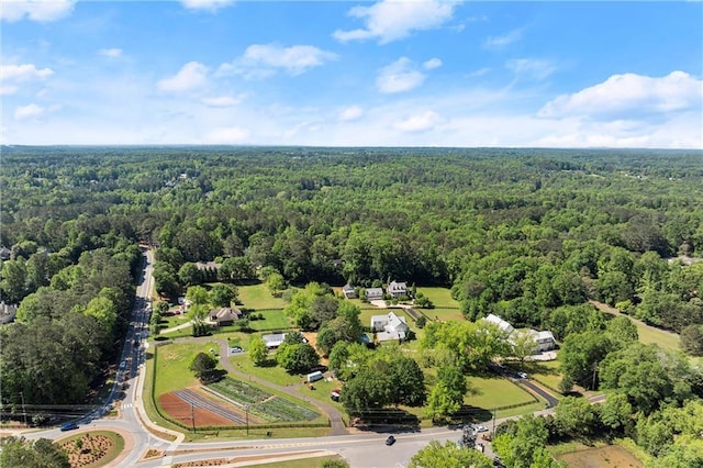 drone / aerial view of a heavily wooded area