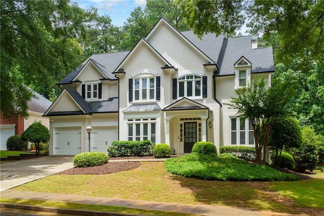2055 Beacon Hill Way, Alpharetta, GA 30005 - view of front of house with stucco siding, concrete driveway, a shingled roof, and a garage