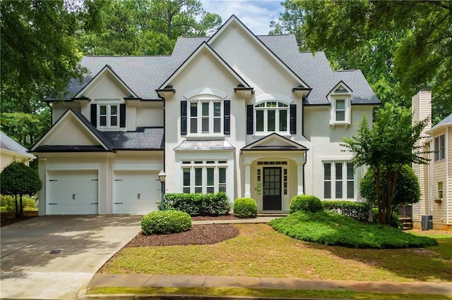 2055 Beacon Hill Way, Alpharetta, GA 30005 - view of front of house featuring stucco siding, driveway, a garage, and a shingled roof