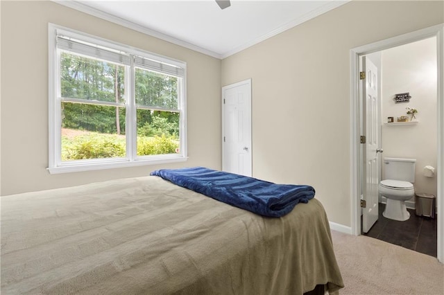 2055 Beacon Hill Way, Alpharetta, GA 30005 - carpeted bedroom featuring ornamental molding and ensuite bath