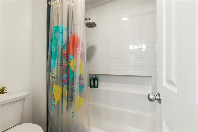 2055 Beacon Hill Way, Alpharetta, GA 30005 - bathroom with shower / bath combination with curtain and toilet