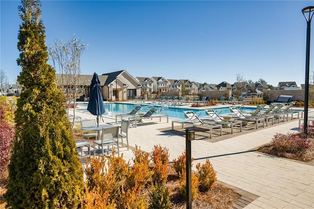 view of pool featuring a patio area