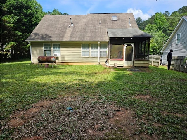 7073 Stonecreek Dr, Douglasville, GA 30134 - rear view of house with a sunroom, cooling unit, and roof with shingles
