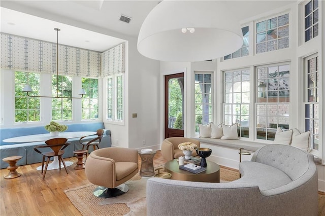 sitting room with light wood-type flooring