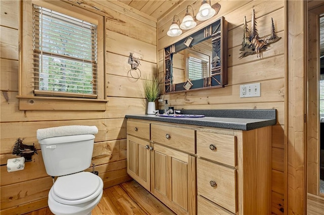 100 Black Oaks Rd, Cherry Log, GA 30522 - half bathroom featuring wooden walls, vanity, wood finished floors, and wood ceiling