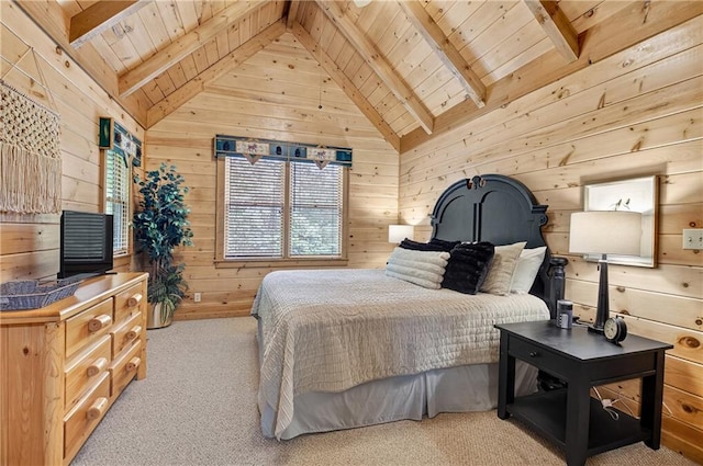100 Black Oaks Rd, Cherry Log, GA 30522 - carpeted bedroom featuring wood walls and wood ceiling
