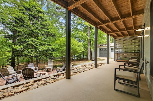 100 Black Oaks Rd, Cherry Log, GA 30522 - view of patio with a fire pit and view of wooded area