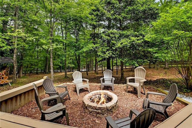 100 Black Oaks Rd, Cherry Log, GA 30522 - view of patio with an outdoor fire pit and view of scattered trees