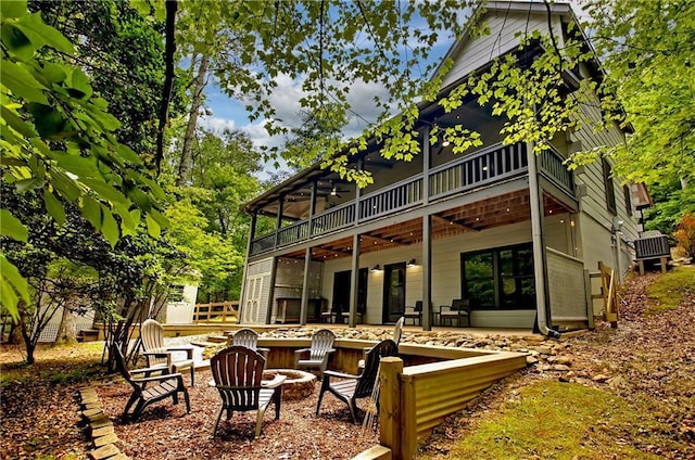 100 Black Oaks Rd, Cherry Log, GA 30522 - back of house with an outdoor fire pit, a wooden deck, and a patio area