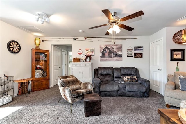 6628 Rivergreen Rd, Flowery Branch, GA 30542 - carpeted living room with a ceiling fan