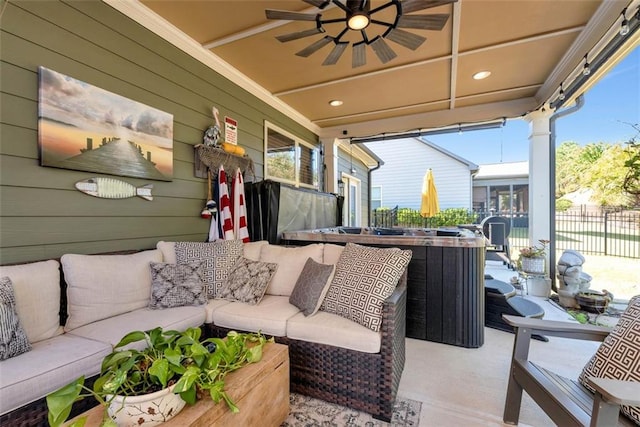 6628 Rivergreen Rd, Flowery Branch, GA 30542 - view of patio / terrace with an outdoor living space and ceiling fan