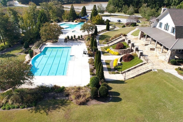 6628 Rivergreen Rd, Flowery Branch, GA 30542 - outdoor pool featuring a yard