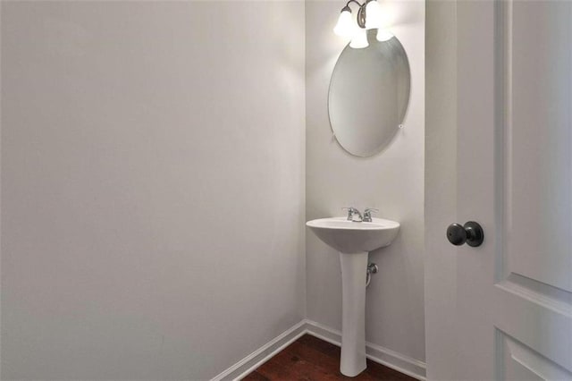 bathroom featuring wood-type flooring