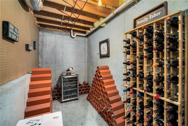 wine area with concrete flooring