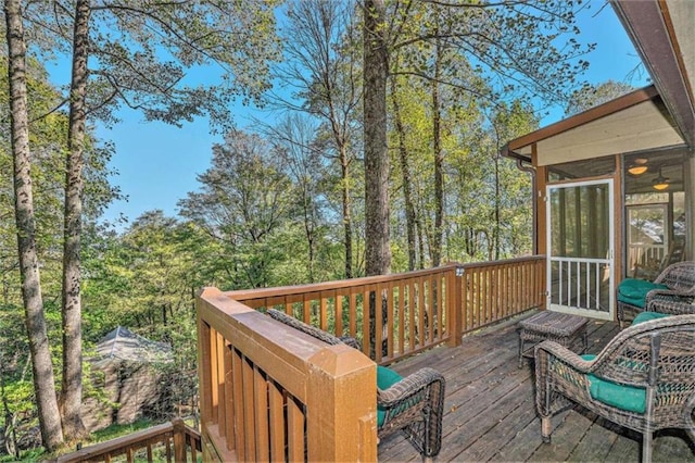 deck with a sunroom