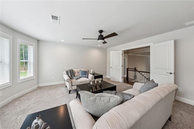 107 Equest Dr, Canton, GA 30115 - carpeted living room with ceiling fan and recessed lighting