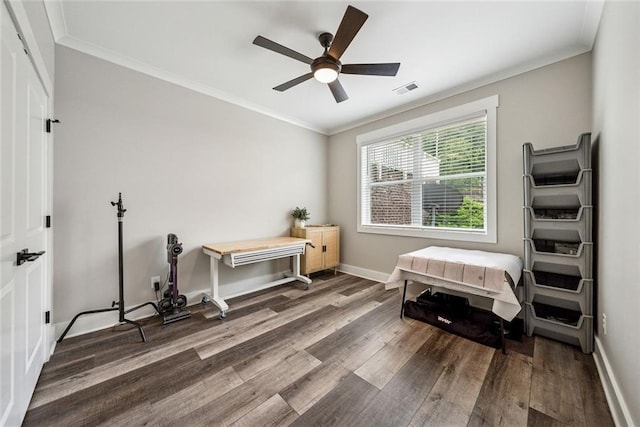 107 Equest Dr, Canton, GA 30115 - miscellaneous room featuring wood finished floors, ceiling fan, and ornamental molding