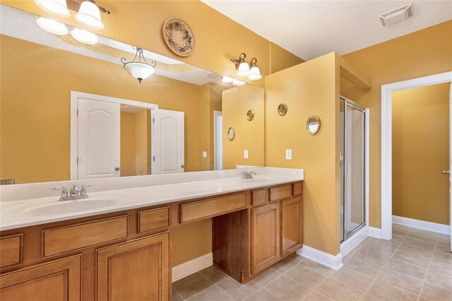 275 Blue Pointe Ct, Suwanee, GA 30024 - full bath with vanity, a stall shower, a garden tub, and tile patterned floors