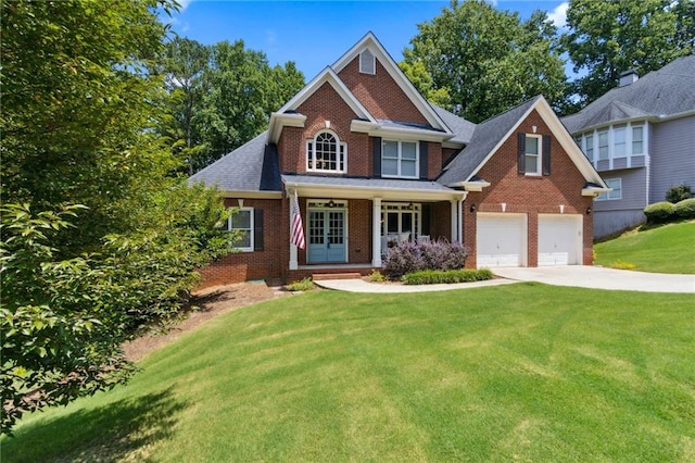 2713 Misty Rock Cv, Dacula, GA 30019 - view of front of property featuring brick siding, a garage, driveway, and a front yard