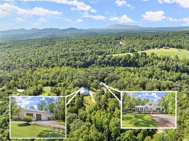 aerial view with a mountain view