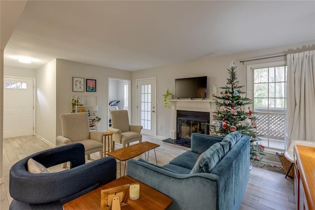 living room featuring light hardwood / wood-style floors