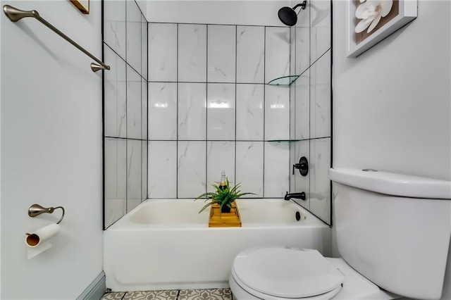 bathroom featuring toilet and shower / bathtub combination