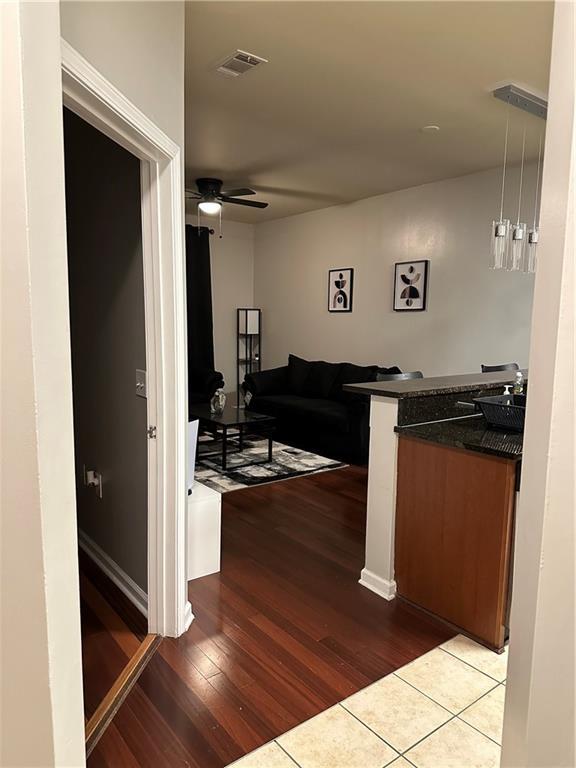 hall featuring light wood-type flooring