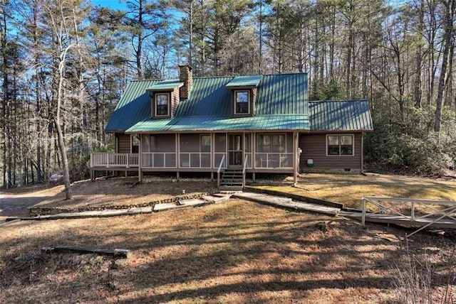 farmhouse with a sunroom