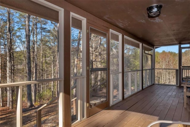 view of unfurnished sunroom