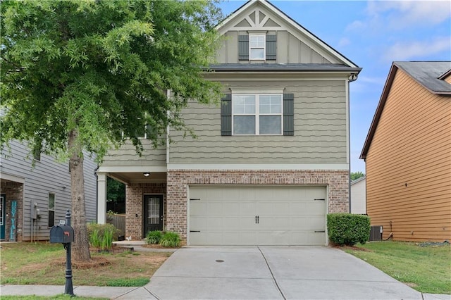 7261 Silk Tree Pointe, Braselton, GA 30517 - craftsman-style house featuring brick siding, board and batten siding, an attached garage, driveway, and central AC unit