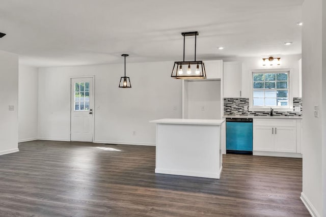 716 Phillips Dr, Monroe, GA 30656 - kitchen with dishwashing machine, white cabinets, dark wood-style flooring, and recessed lighting